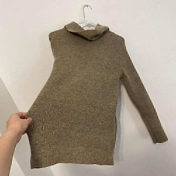 CALVIN KLEIN Beige Tan Black Marled Textured Knit Diamond Cowl Neck Fall Sweater - Picture 15 of 15